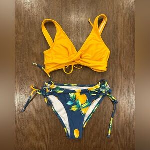 Cupshe Bright Yellow Bikini with Lemon Print Bottoms